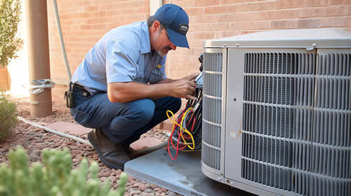 heating-contractor-working-heat-pump Heating contractor working on heat pump